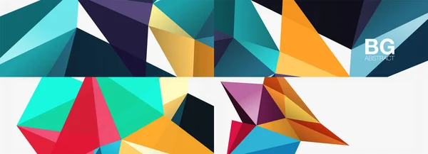 Set of 3d low poly shape geometric abstract backgrounds. Vector illustrations for covers, banners, flyers and posters and other templates — Stock Vector