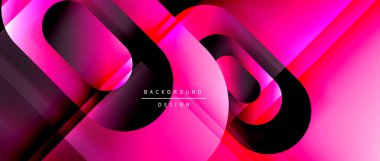 Çizgiler ve modern formlarla vektör geometrik arkaplan. Soyut yuvarlak şekiller, gölge ve ışık efektleri ile akışkan eğimli