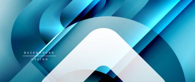 Çizgiler ve modern formlarla vektör geometrik arkaplan. Soyut yuvarlak şekiller, gölge ve ışık efektleri ile akışkan eğimli