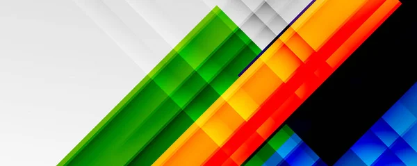 Fondos geométricos abstractos con líneas de sombra, formas modernas, rectángulos, cuadrados y gradientes fluidos. Brillantes rayas de colores frescos telones de fondo — Vector de stock