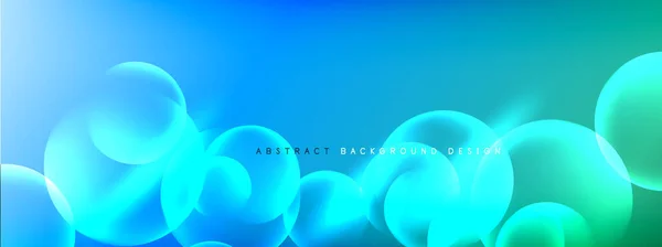 Vector abstract background liquid bubble circles on fluid gradient with shadows and light effects. Shiny design templates for text — Stock Vector