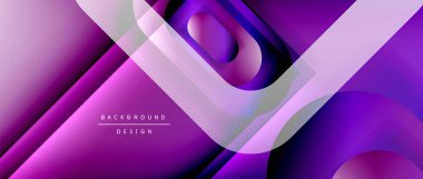 Çizgiler ve modern formlarla vektör geometrik arkaplan. Soyut yuvarlak şekiller, gölge ve ışık efektleri ile akışkan eğimli