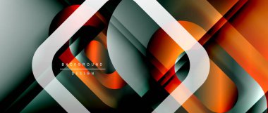 Çizgiler ve modern formlarla vektör geometrik arkaplan. Soyut yuvarlak şekiller, gölge ve ışık efektleri ile akışkan eğimli