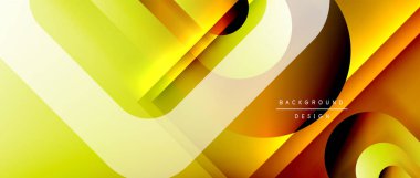 Çizgiler ve modern formlarla vektör geometrik arkaplan. Soyut yuvarlak şekiller, gölge ve ışık efektleri ile akışkan eğimli