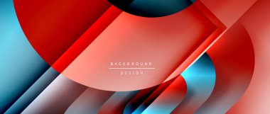 Çizgiler ve modern formlarla vektör geometrik arkaplan. Soyut yuvarlak şekiller, gölge ve ışık efektleri ile akışkan eğimli