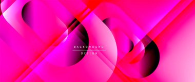 Çizgiler ve modern formlarla vektör geometrik arkaplan. Soyut yuvarlak şekiller, gölge ve ışık efektleri ile akışkan eğimli