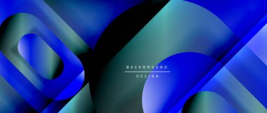 Çizgiler ve modern formlarla vektör geometrik arkaplan. Soyut yuvarlak şekiller, gölge ve ışık efektleri ile akışkan eğimli