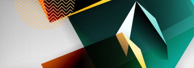 Düşük polyester 3 boyutlu geometrik şekiller, minimum soyut arkaplan. Kapaklar, afişler, el ilanları ve posterler için vektör illüstrasyonları