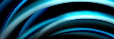 Dinamik hareket soyut arkaplan. Siyah üzerine bulanık renkli çizgiler. Sıvı çizgiler posteri. Vektör illüstrasyonu