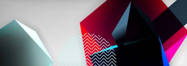 Düşük polyester 3 boyutlu geometrik şekiller, minimum soyut arkaplan. Kapaklar, afişler, el ilanları ve posterler için vektör illüstrasyonları