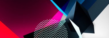 Düşük polyester 3 boyutlu geometrik şekiller, minimum soyut arkaplan. Kapaklar, afişler, el ilanları ve posterler için vektör illüstrasyonları