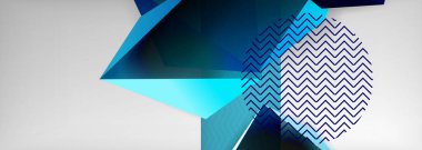 Düşük polyester 3 boyutlu geometrik şekiller, minimum soyut arkaplan. Kapaklar, afişler, el ilanları ve posterler için vektör illüstrasyonları