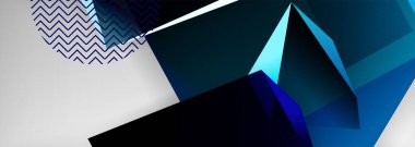 Düşük polyester 3 boyutlu geometrik şekiller, minimum soyut arkaplan. Kapaklar, afişler, el ilanları ve posterler için vektör illüstrasyonları