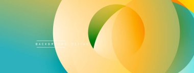 Soyut renkli çemberler çakışıyor. Gradyan gölgeler modern görsel efektler yaratır. Sunumlar ve web siteleri için arkaplan tasarımı.