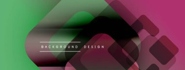 Soyut geometrik şekiller çakışıyor. Renkler yeşilden pembeye karışıyor. Metin arka plan tasarımı okur. Modern görsel kompozisyon.