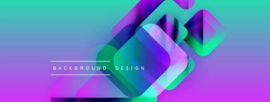 Soyut, enerjik bir arkaplan. Üst üste binen kareler dinamik görsel efekt yaratır. Gradyan renkler pürüzsüz, modern tasarım ögesi.