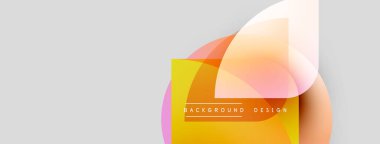 Soyut geometrik şekiller örtüşüyor, canlı renk eğimleri yaratıyor. Sarı dikdörtgen çapa tasarımı, yumuşak pembeler ve portakallar sorunsuzca harmanlanır.