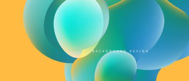 Soyut sıvı şekilleri örtüşür ve canlı renk değişimleri yaratır. Sarı, deniz mavisi, mavi renkler kompozisyona hakim. Modern tasarım ögesi.