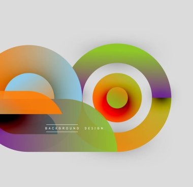 Soyut renkli şekiller çakışıyor. Gradyan renkler dinamik görsel efekt yaratır. Modern tasarım ögeleri pürüzsüz geçişler sunar.