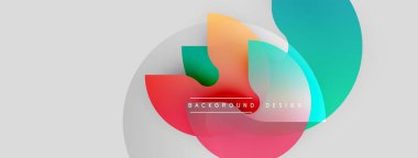 Soyut renkli şekiller çakışıyor. Gradyan renkler dinamik görsel efekt yaratır. Modern tasarım öğeleri yenilik ve yaratıcılığı önerir.