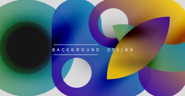 Soyut renkli çakışan daireler dinamik bir görsel oluşturur. Metin, kompozisyon içerisindeki arkaplan tasarımını okur. Modern estetik.