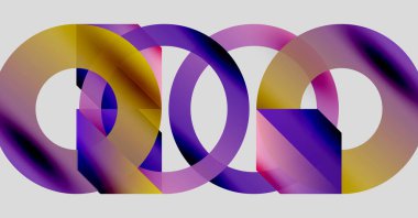 Soyut renkli çakışan halkalar. Gradyan renkler dinamik görsel efekt yaratır. Modern tasarım, basit kompozisyon.