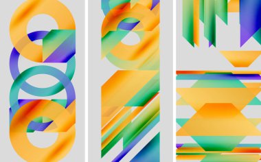 Soyut geometrik paneller. Canlı renkler harmanlanır, dinamik görsel ritim yaratır. Modern tasarım, gösterişli sunum.
