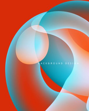 Soyut sıvı şekilleri örtüşür ve canlı renk değişimleri yaratır. Kırmızı, mavi, beyaz renkler kusursuz bir şekilde harmanlanır. Modern tasarım ögesi.