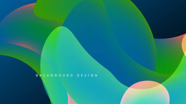 Soyut sıvı şekiller harmanlanır, canlı renkler koyu arkaplana hakim olur. Pürüzsüz gradyanlar dinamik görsel efekt yaratır. Modern tasarım ögesi.