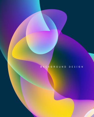 Soyut sıvı şekiller harmanlanarak canlı renk değişimleri yaratır. Tasarım pürüzsüz geçişler ve modern estetik içeriyor. Arkaplan enerji ve hareket önerir.