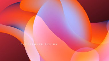 Soyut akışkan şekiller harmanlanır ve canlı gradyanlar oluşturur. Sıcak renkler baskın gelir, koyu arka planla zıtlaşır. Modern tasarım ögesi.