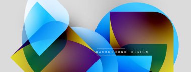 Soyut şekiller örtüşüyor, canlı renk değişimleri yaratıyor. Modern tasarım elementleri dinamik bileşimi, pürüzsüz geçişleri önerir.