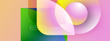 Soyut geometrik şekiller çakışıyor. Yumuşak pastel renkler modern tasarım yaratır. Gradyan etkiler derinlik ve görsel ilgi ekler. Minimalist estetik.