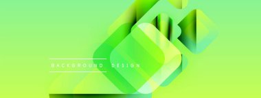 Soyut yeşil eğimli arkaplan. Üst üste binen kareler dinamik görsel efekt yaratır. Metin arka plan tasarımı okur. Modern, temiz estetik.