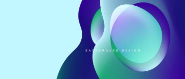 Soyut akışkan şekiller harmanlanarak, canlı bir arkaplan oluşturur. Mavi, mor, deniz mavisi renkleri kompozisyona hakim. Modern tasarım ögesi.