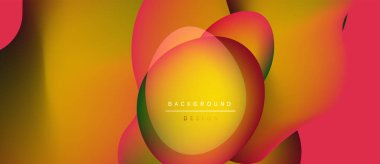 Soyut sıvı şekilleri örtüşür, parlak sarı ve turuncu renkler yaratır. Metin, kompozisyon içerisindeki arkaplan tasarımını okur. Modern, dinamik görsel.