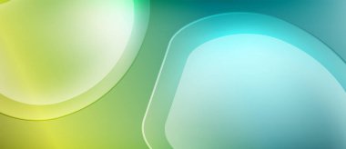 Soyut arkaplan özellikleri üst üste binen şeffaf çemberler. Renkler sarıdan yeşile dönüşüyor. Yumuşak eğimler pürüzsüz görsel efekt yaratır.