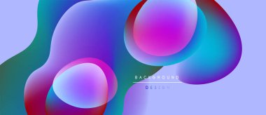 Soyut sıvı şekilleri örtüşür ve canlı renk değişimleri yaratır. Mor, deniz mavisi, pembe renkler kusursuz bir şekilde harmanlanır. Modern tasarım ögesi.