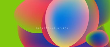 Soyut renkli şekiller çakışıyor. Canlı gradyanlar dinamik görsel efekt yaratır. Arkaplan ve sunumlar için uygun modern tasarım.