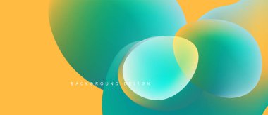 Soyut sıvı şekilleri örtüşür ve canlı renk değişimleri yaratır. Sarı, turkuaz, yeşil harman pürüzsüz. Modern tasarım ögesi.