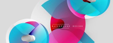 Soyut geometrik şekiller çakışıyor. Pembe, mavi, mor renkler gri arkaplanla harmanlanmış. Modern tasarım elementleri dinamik bileşim oluşturur.