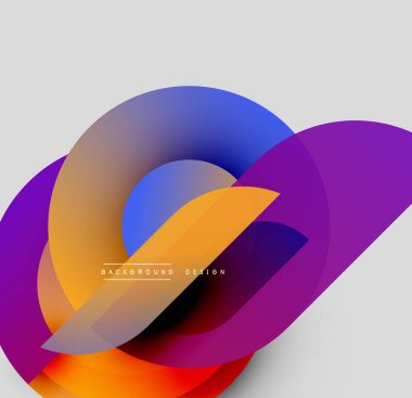 Soyut renkli örtüşen şekiller dinamik görsel efekt yaratır. Gradyan renkler düzgün bir şekilde harmanlanarak modern tasarım elementini oluşturur.
