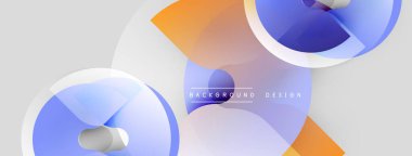 Soyut şekiller örtüşür, dinamik görsel etki yaratır. Yumuşak mavi, turuncu renkler nötr arkaplana hakim. Modern tasarım elemanları.