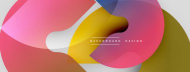 Soyut renkli şekiller örtüşür, dinamik görsel efekt yaratır. Yumuşak eğimler, modern tasarım elementleri mevcut. Çeşitli projeler için uygun arkaplan.