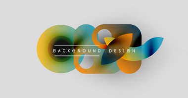 Soyut renkli katmanlar dinamik arkaplan yaratır. Üst üste binen şekiller hareketi, modern tasarım estetiğini akla getiriyor. Metin arkaplan tasarımı okur.