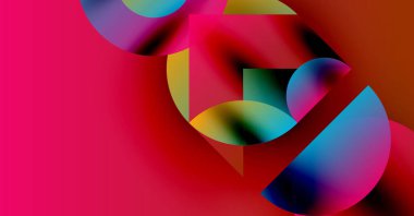 Soyut kompozisyon. Canlı renkler karışıyor, dinamik şekiller yaratıyor. Kırmızı baskın, maviler, sarılar, yeşillikler. Modern tasarım.