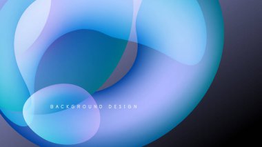 Soyut sıvı şekilleri, mavi renkler baskın gelir. Yumuşak gradyanlar dinamik görsel akış yaratır, modern tasarım elementi. Arka plan karanlık..
