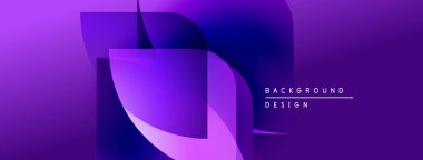 Soyut mor tasarım. Üst üste binen şekiller dinamik görsel efekt yaratır. Dijital projeler için modern arkaplan.