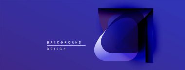 Soyut geometrik tasarım. Üst üste binen şekiller, mor renkler kullanarak derinlik yaratır. Minimalist tarz, modern estetik. Arkaplan özellikleri metin etiketleri.