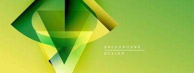 Soyut geometrik şekiller, canlı yeşil renkler, modern tasarım. Arkaplan özellikleri katmanlı biçimler, dinamik görsel efekt oluşturur.